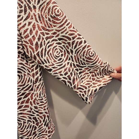 IC By Connie K Jacket Asymmetrical Hem 3/4 Cuffed Sleeve One Button Sz L Floral - Picture 4 of 10